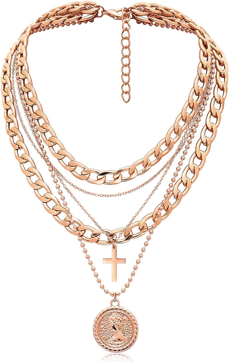 Manufacturer  MJartoria Gold Layered Necklaces for Women Trendy Retro Coin Pendant Necklace Dainty Chunky Chain Choker Necklaces for Jewelry Birthday Gifts  necklace