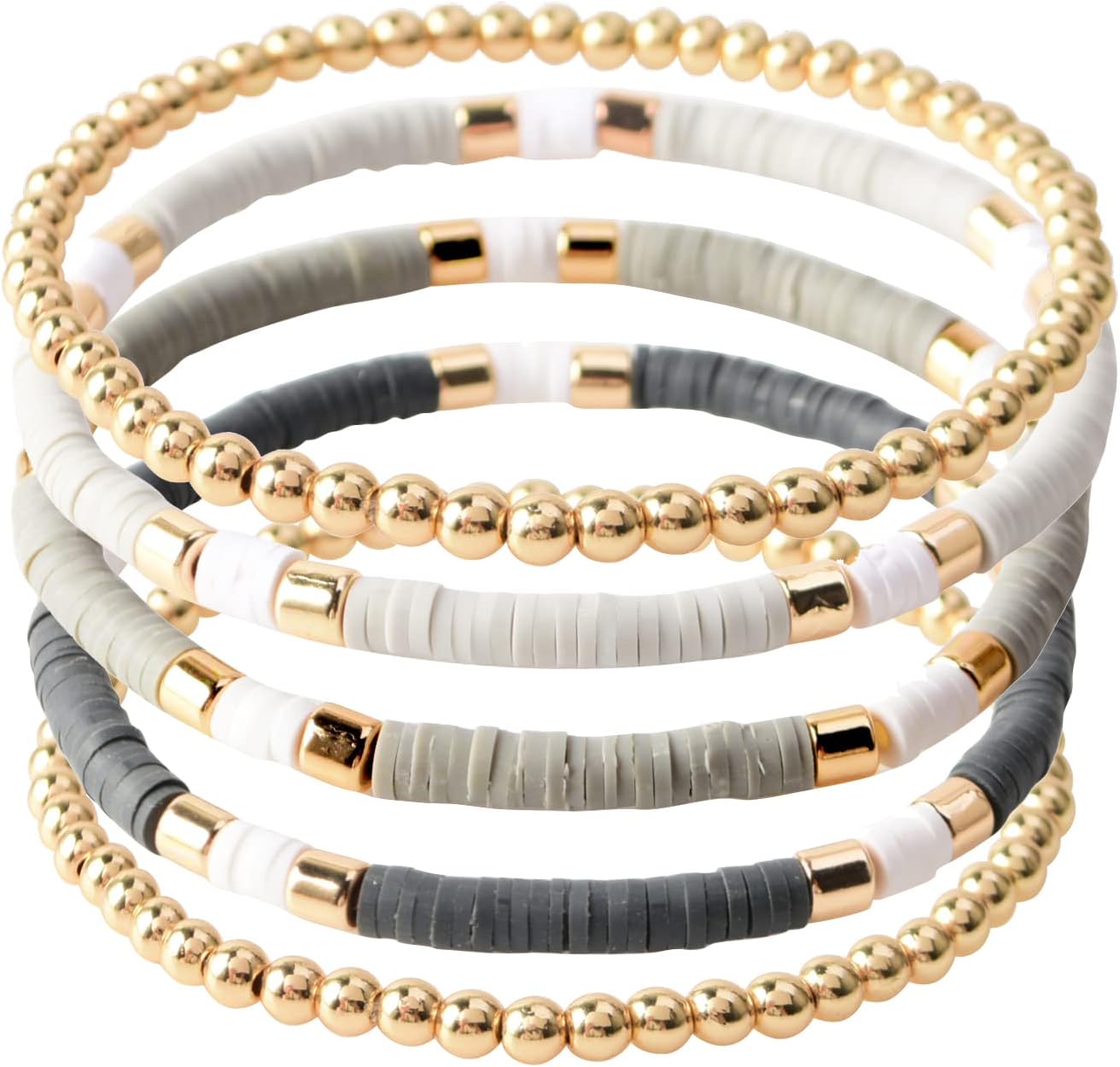 Manufacturer  GOOJIDS Surfer Heishi Clay Bead Bracelets for Women Bohemian Stackable Gold Beaded Stretch Bracelets Elastic Layering Friendship Bracelets Set Boho Jewelry  bracelets