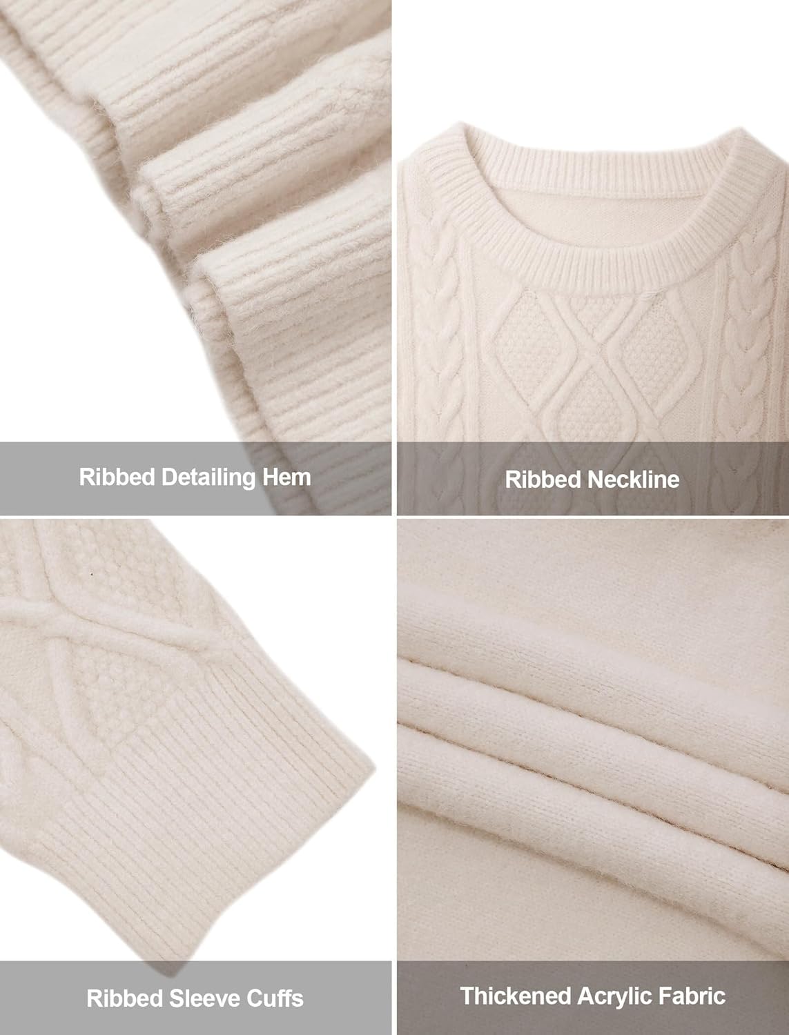 Manufacturer  Aelfric Eden Oversized Sweater 90s Vintage Cable Knit Long Sleeve Women Heavy Crewneck Pullover   sweaters