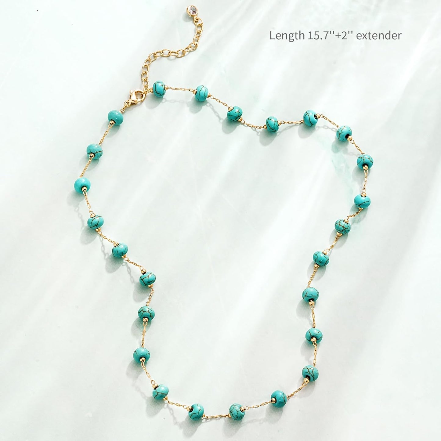 Manufacturer  Created Turquoise Necklace for Women 14K Gold Plated Beaded Heart Choker Boho Necklaces Handmade Beach Summer Everyday Western Jewelry Gifts  necklace