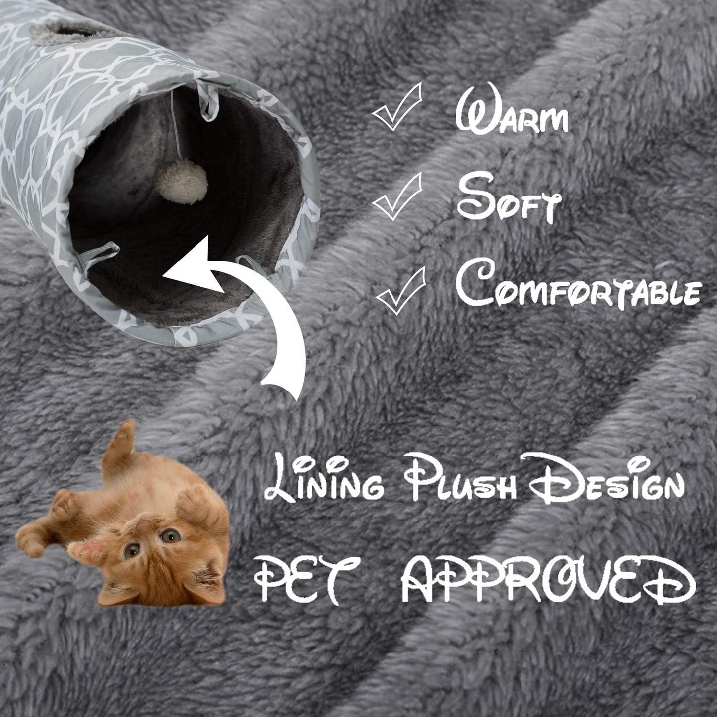 Manufacturer  LUCKITTY Geometric Straight Cat Tunnel with Plush Inside,Cats Toys Collapsible Tunnel Tube with Balls, for Rabbits, Kittens, Ferrets,Puppy, Diameter 9.8 Inch    Cat toy