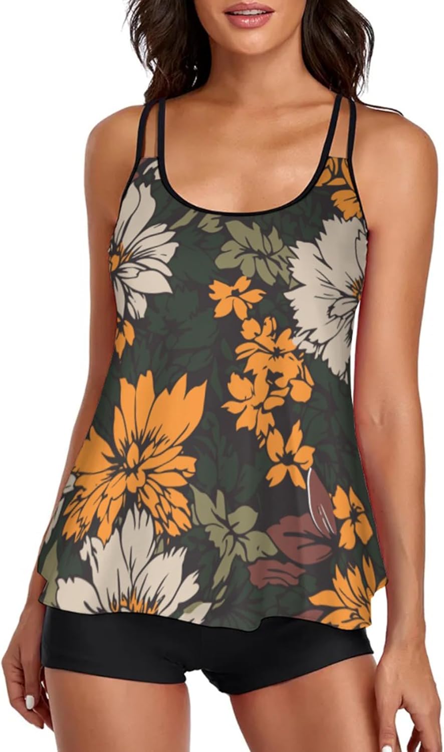 Manufacturer  Urchics Womens  Tankini Swimsuits Tummy Control Flowy Swimwear Two Piece Bathing Suits Swim Tank Top with Boyshorts  Swimsuit