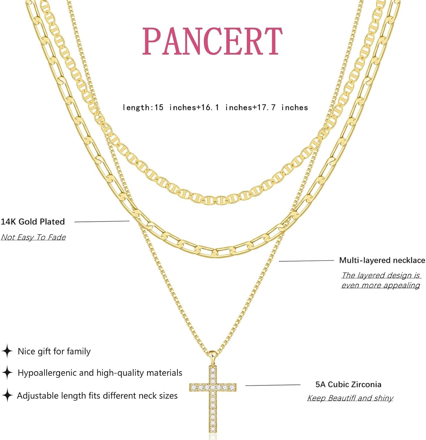 Manufacturer  Cross Necklace for Women,Stackable Stacked Stacking Layering Layered Necklaces Dainty Gold Necklace Paperclip Box Flat Mariner Chain Necklace Cross Pendant CZ Diamond Simple Jewelry Gift  Necklace