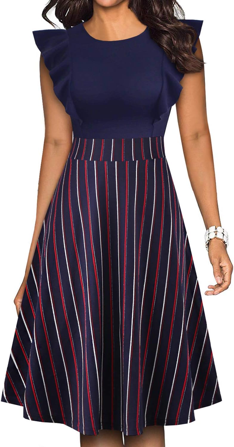 Manufacturer  YATHON Women's Vintage Ruffle Floral Flared A Line Swing Casual Cocktail Party Dresses dresses