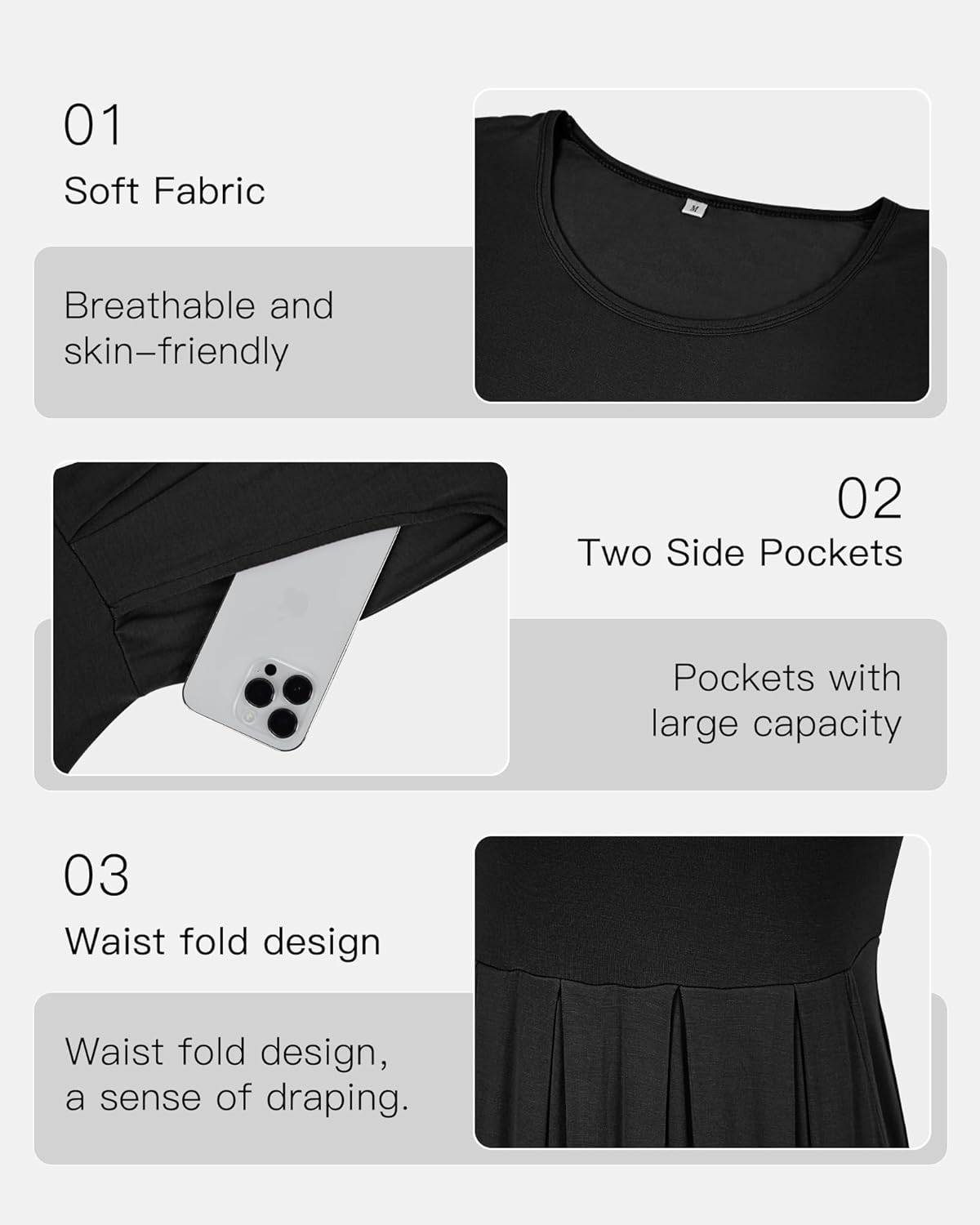 Manufacturer  AUSELILY Women's Short Sleeve Summer Dress Pleated Loose Swing Knee Length Dresses with Pockets  New dresses