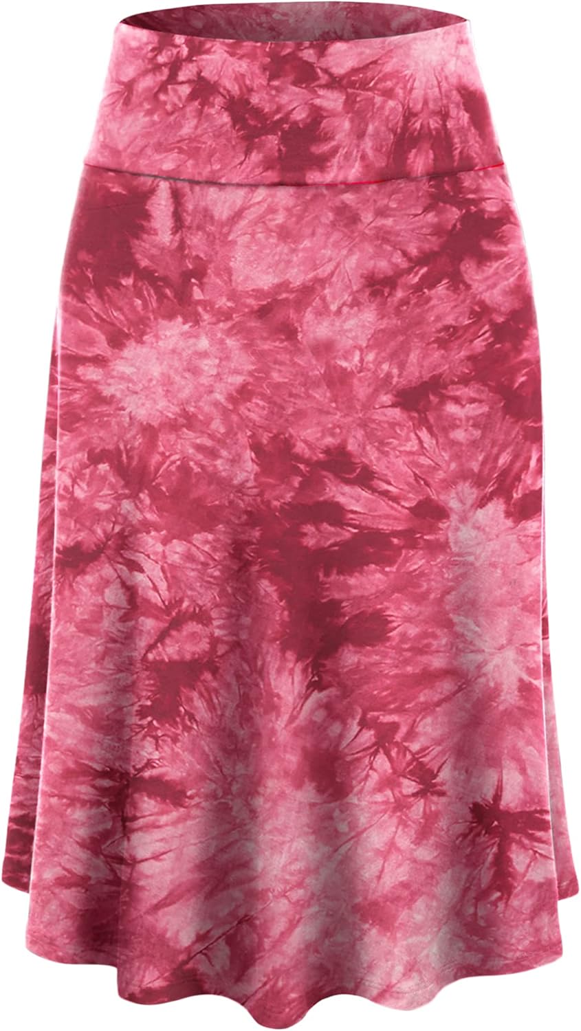 Manufacturer  Lock and Love Women's Solid Ombre Lightweight Flare Midi Pull On Closure Skirts S-XXXL Plus Size