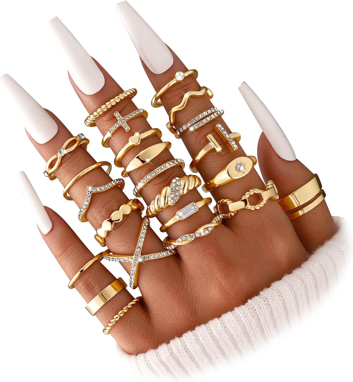 Manufacturer  iF YOU 25 Pcs Gold Knuckle Ring Set for Women, Chunky Stackable Finger Midi Rings, Silver Simple Stacking Cute Rings Pack Trendy Stuff Jewelry Gift   rings