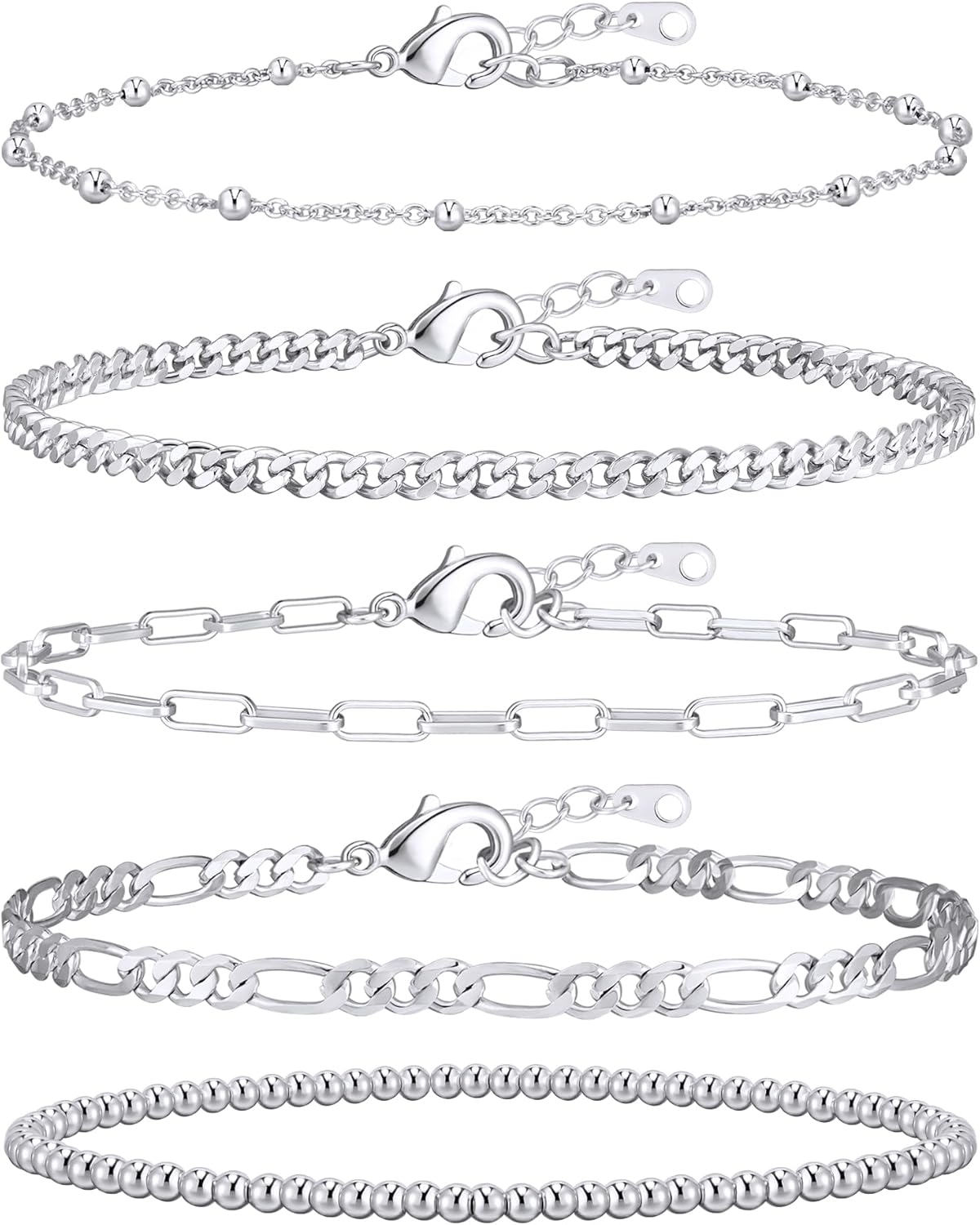 Manufacturer  adoyi Gold Bracelets for Women, 14K Gold Plated Stackable Bracelet Stack Set Adjustable Charm Paperclip Chain Cuban Link Layered Waterproof Jewelry Sets Gifts for Womens 6.0/6.8/7.2"  bracelets