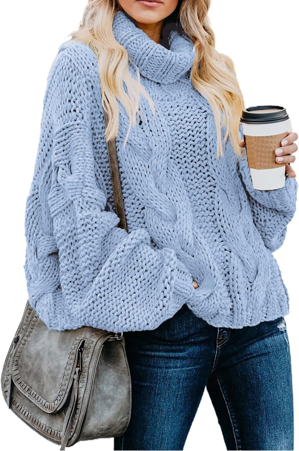 Manufacturer  Dokotoo Womens  Winter Fall Solid Turtleneck High Neck Balloon Long Sleeve Sweaters Pullover Outerwear   sweaters