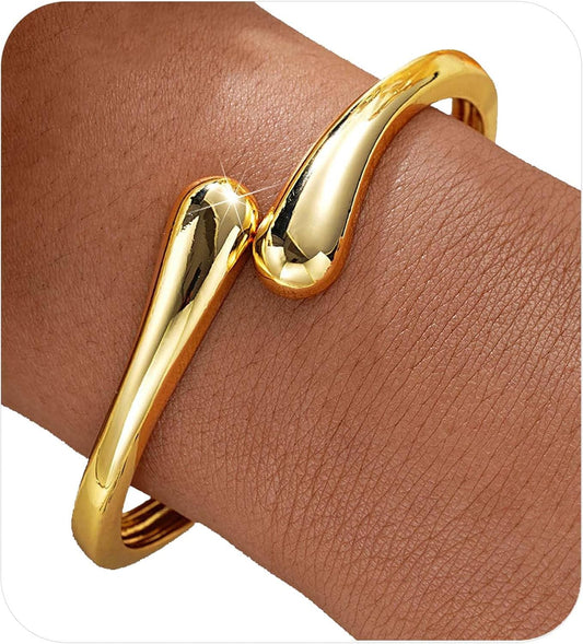 Manufacturer  Gold Bangle Bracelets for Women Teens Trendy Chunky Adjustable Twist Cuff Bracelet Jewelry Gifts  bracelets
