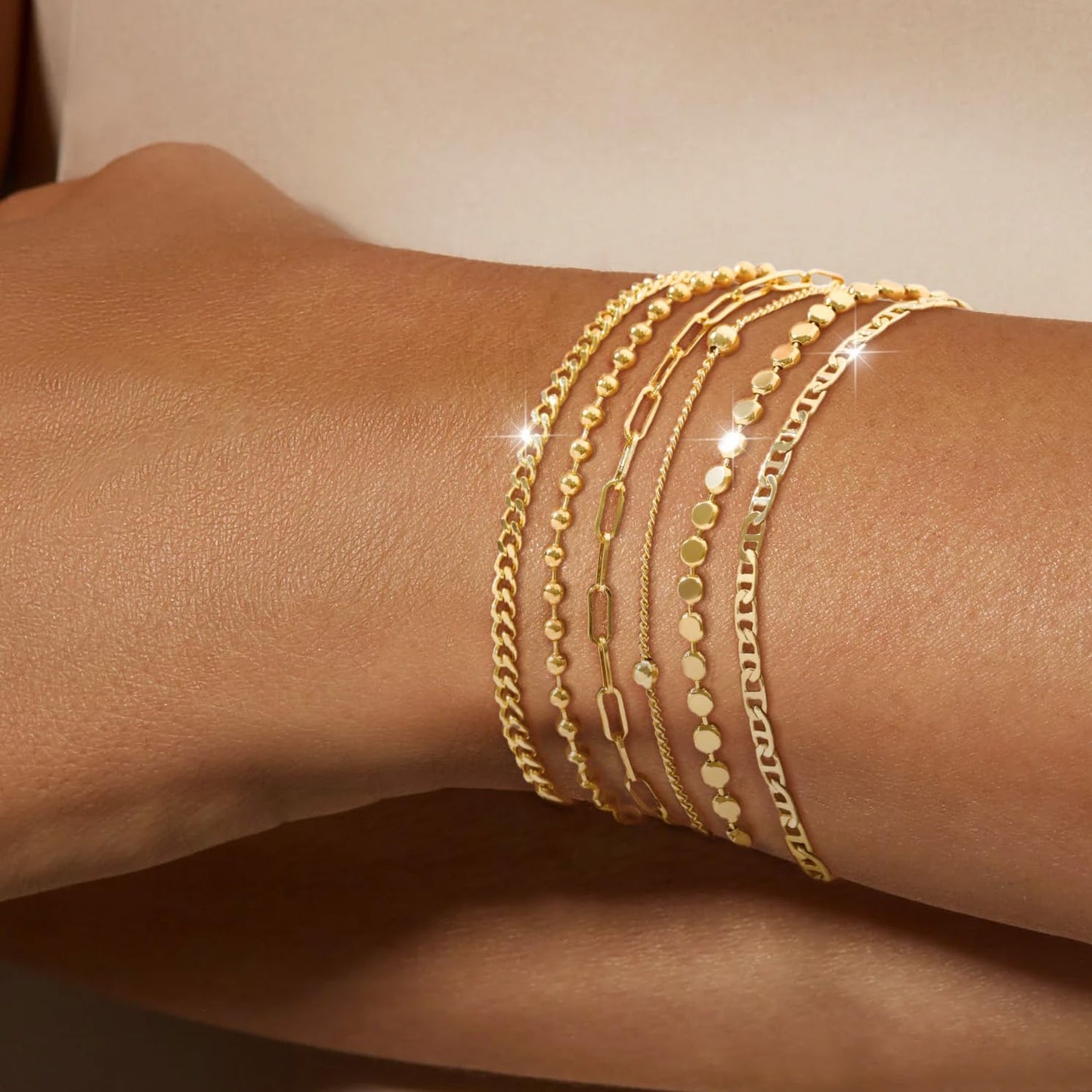 Manufacturer  Dainty 14K Gold Bracelets for Women - Waterproof Stackable Gold Bracelet Set - Perfect for Stylish Women  bracelets