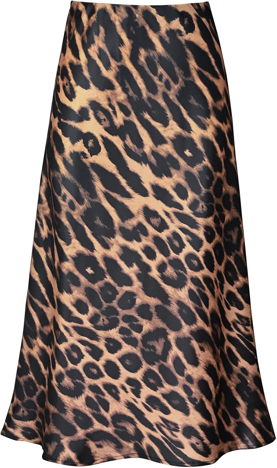 Manufacturer  Women's Satin High Waist Hidden Elasticized Waistband Flared Casual A Line Midi Skirts