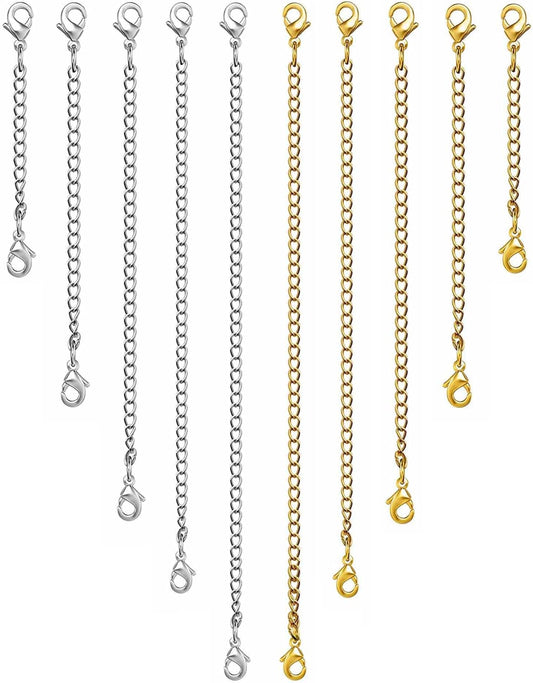 Manufacturer  OHINGLT Necklace Extender 10Pcs Chain Extenders for Necklaces Bracelet, 14K Gold and Silver Plated Stainless Steel Extension Chain for Women Jewelry Making  bracelets