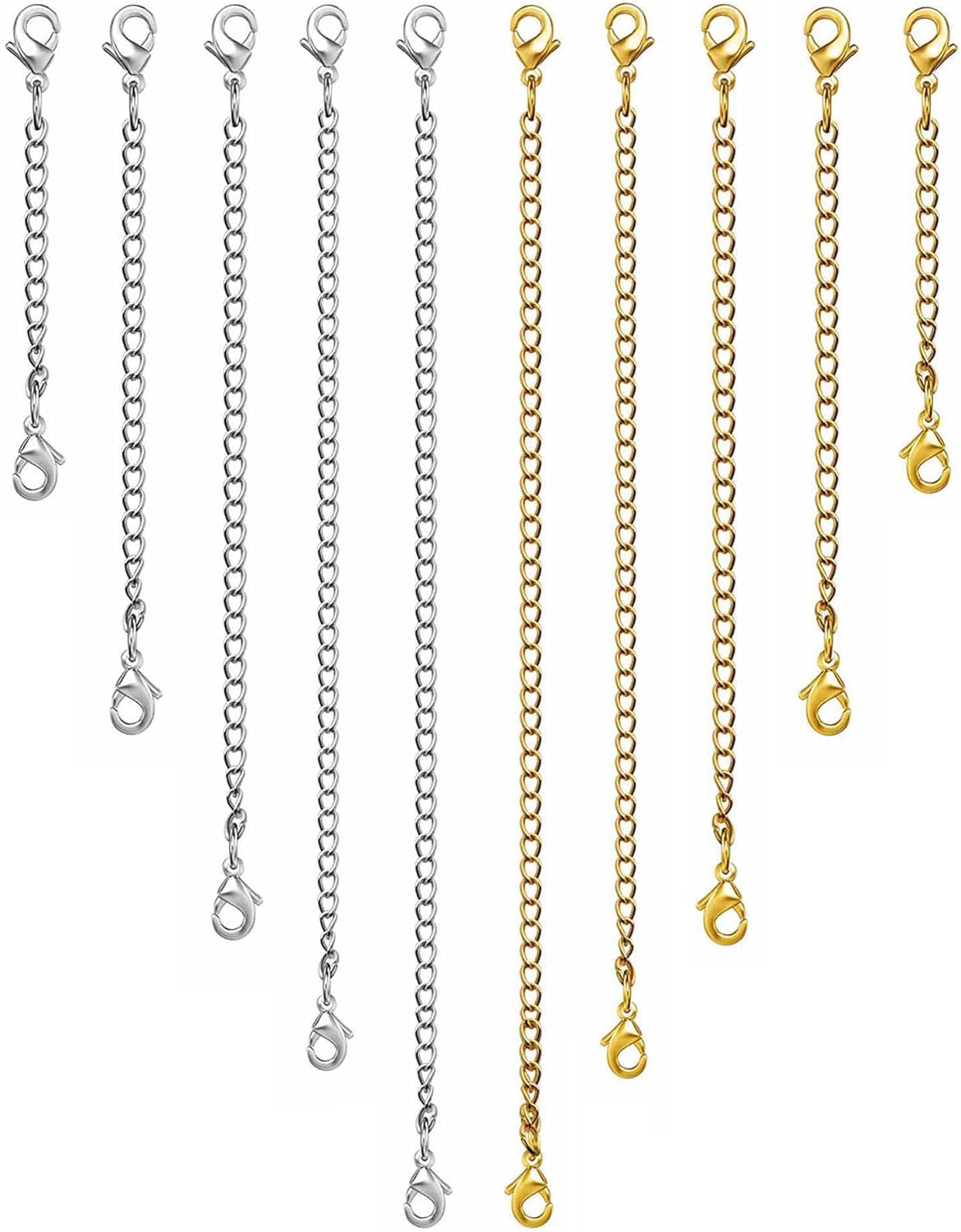 Manufacturer  OHINGLT Necklace Extender 10Pcs Chain Extenders for Necklaces Bracelet, 14K Gold and Silver Plated Stainless Steel Extension Chain for Women Jewelry Making  bracelets