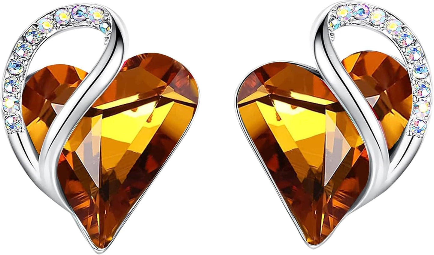 Manufacturer  Earrings for Women, Mothers Day Gift for Mom, Heart Birthstone Crystal Stud Earring, Silver Plated Birthday Jewelry  earring