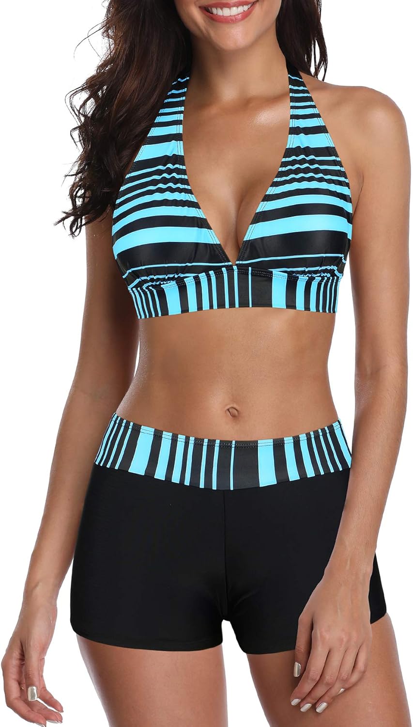 Manufacturer  Women's Sporty Two Piece Swimsuits Halter Push Up Bathing Suits Athletic Swimwear for Women  Swimsuit