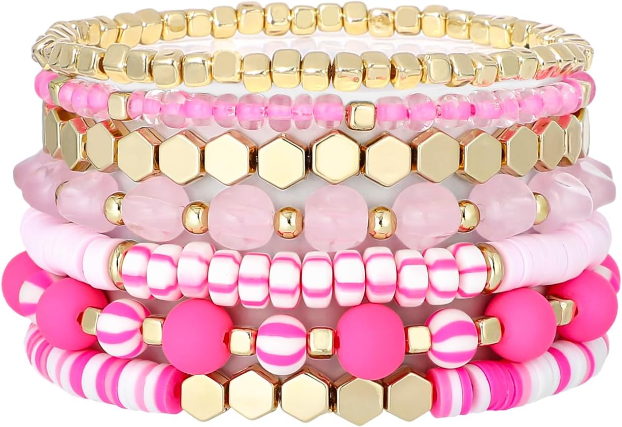 Manufacturer  GOOJIDS Surfer Heishi Clay Bead Bracelets for Women Bohemian Stackable Gold Beaded Stretch Bracelets Elastic Layering Friendship Bracelets Set Boho Jewelry  bracelets
