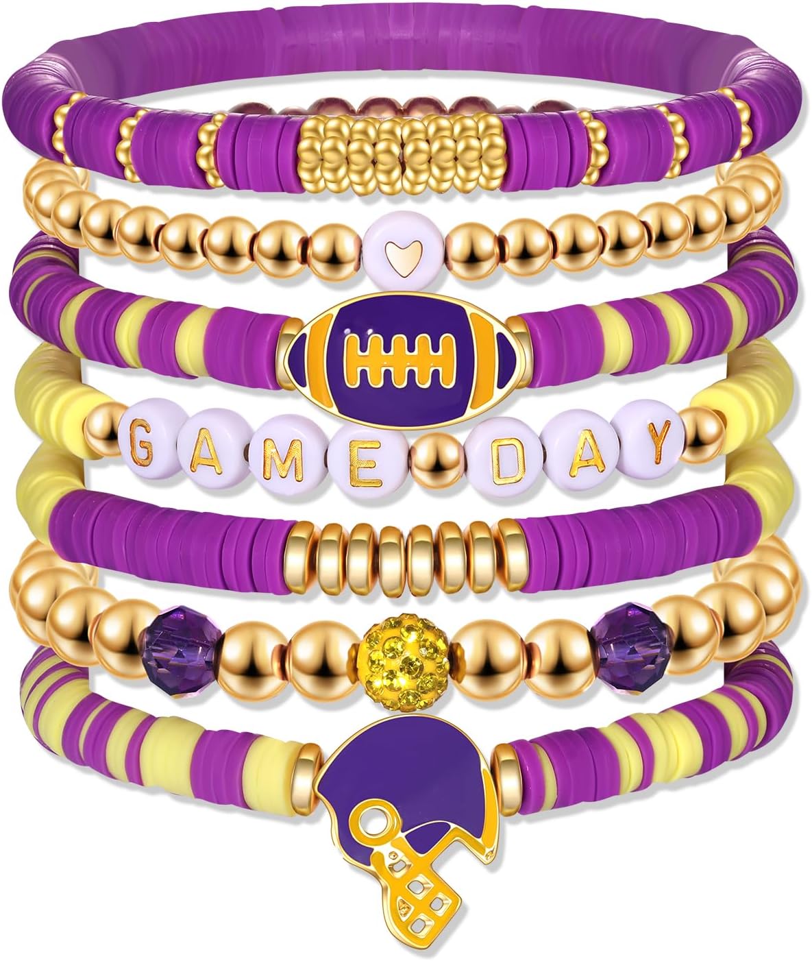 Manufacturer  Game Day Bracelets for Women - Red, Black, Blue Heishi Clay Beaded Stretch Bracelets - Stackable Sports Charm Bracelet Bangles - Football Mom Accessories & Outfits Jewelry Gifts  bracelets