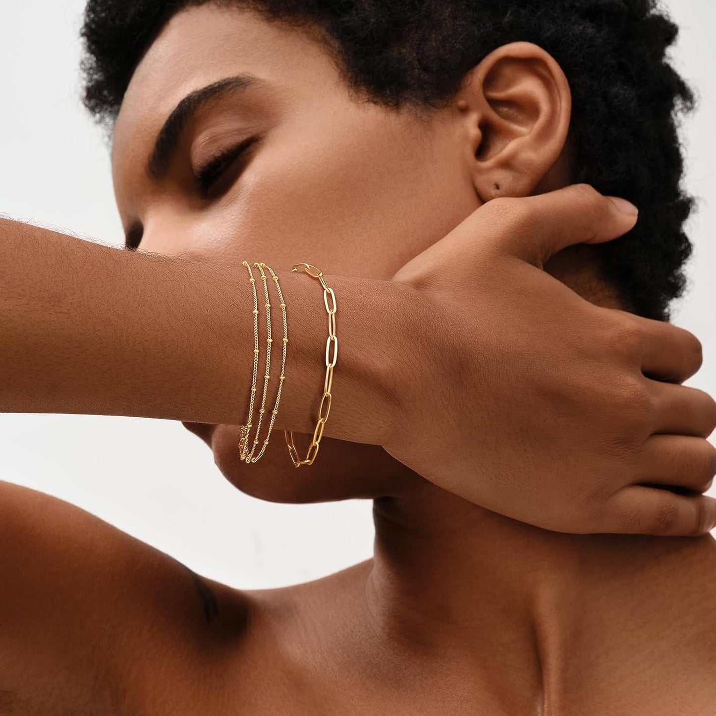 Manufacturer  MEVECCO Bracelet for Women 14K Gold Plated Dainty Chain Simple Jewelry Cute Handmade Minimalist for Her  bracelets