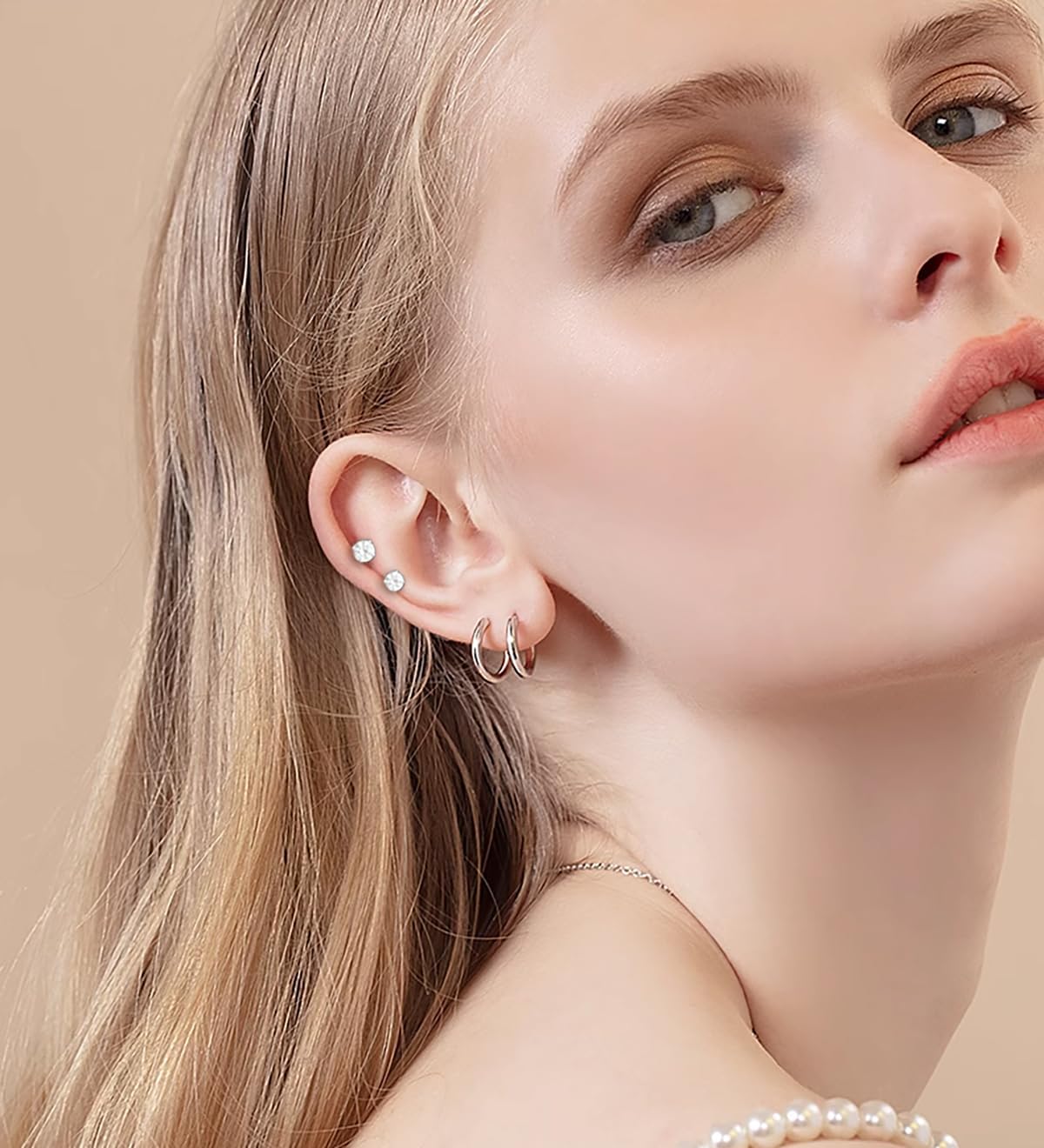 Manufacturer  Surgical Steel Flat Back Earrings Set for Multiple Piercing Sensitive Ears,Sterling Silver Hypoallergenic Small Cartilage Huggie Hoop Earrings Titanium Tiny CZ Pearl Opal Stud Earrings for Women  earring