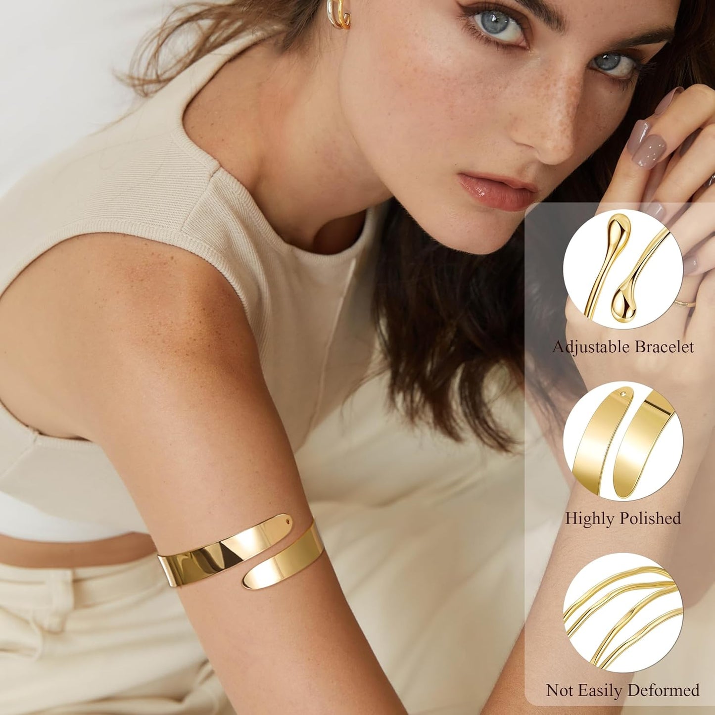 Manufacturer  4Pcs Upper Arm Cuff for Women Open Adjustable Arm Bracelets Minimalist Coil Arm Armband Set  bracelets