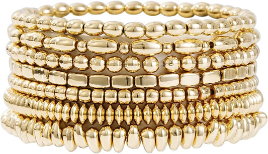 Manufacturer  Gold Beaded Bracelets for Women Trendy, 14K Gold Plated Stack Cross Pearl Gold Bead Stretch Bracelets Set Elastic Hypoallergenic Bracelets Jewelry Gifts  bracelets