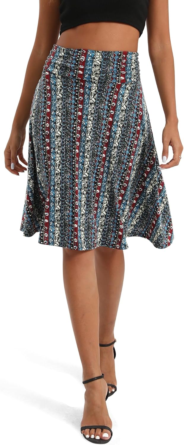 Manufacturer  Urban CoCo Women's Ruched High Waist Knee Length Jersey A-Line Stretchy Flared Casual Skirts