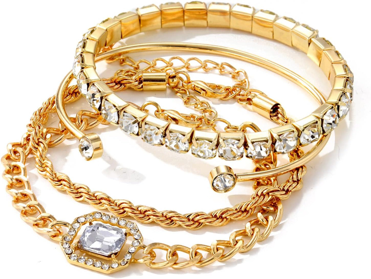 Manufacturer  IFKM Gold Bracelets for Women, 14K Gold Plated Dainty Layered Chain Bracelets Adjustable Cute Bangle Link Bracelet Set  bracelets