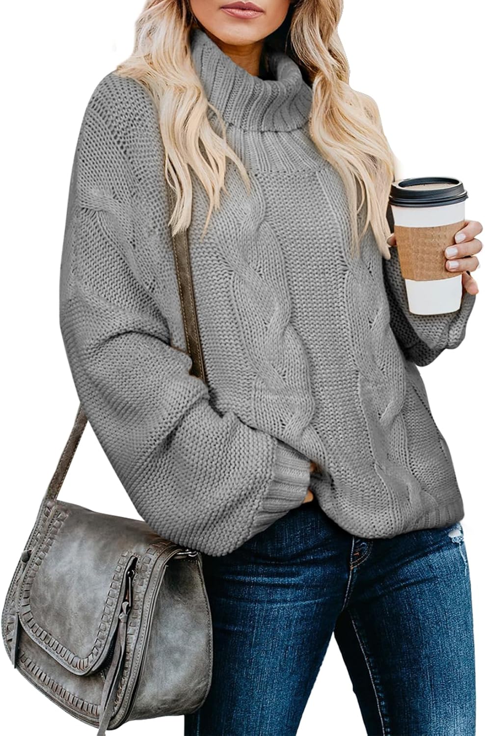 Manufacturer  Dokotoo Womens  Winter Fall Solid Turtleneck High Neck Balloon Long Sleeve Sweaters Pullover Outerwear   sweaters