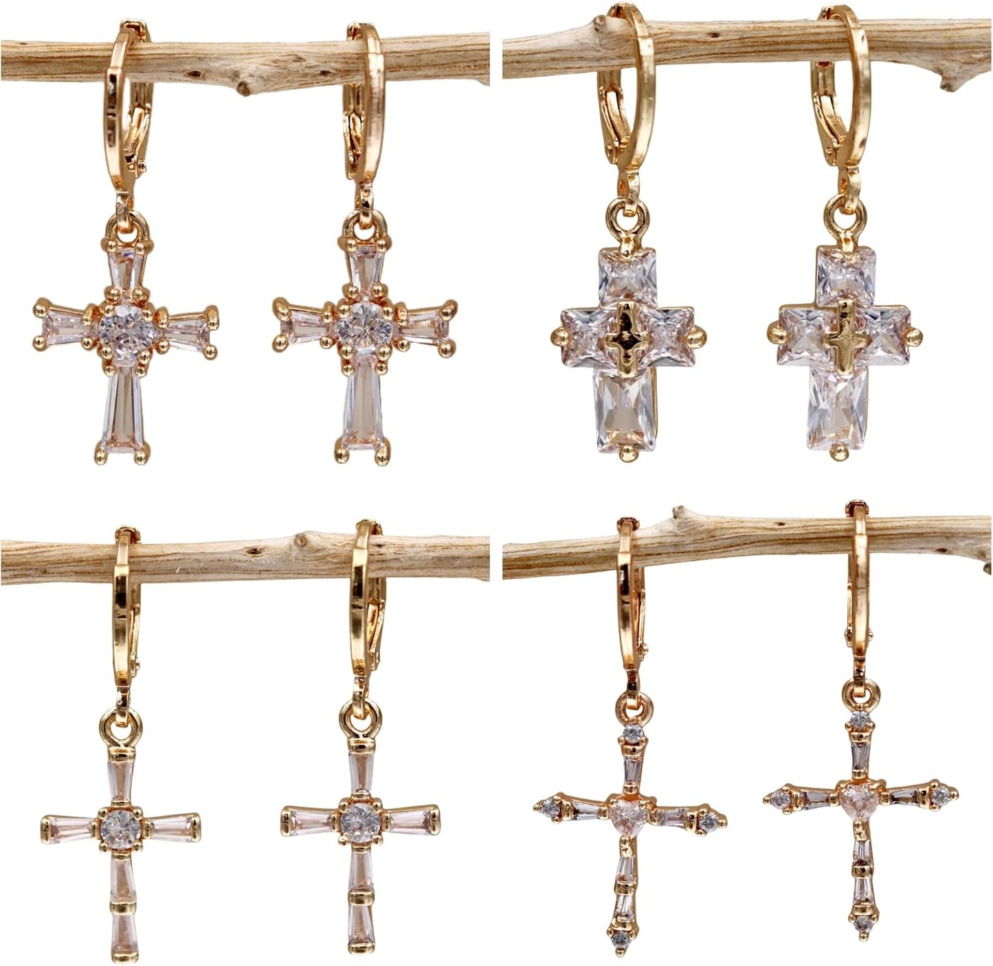 Manufacturer  18K Gold Plated, 4 Pairs Dangle Earrings Set for Women, Flower/Heart/Animal/Pearl Drop earrings, Hypoallergenic Cubic Zirconia Earrings, Lightweight, Party, gold earrings, Jewelry for Gifts, Fashion  earring