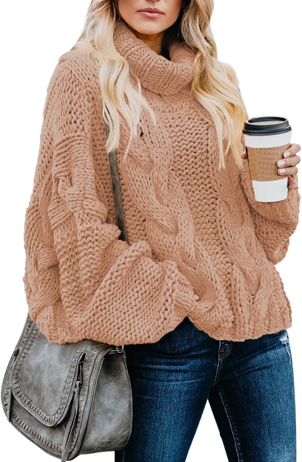 Manufacturer  Dokotoo Womens  Winter Fall Solid Turtleneck High Neck Balloon Long Sleeve Sweaters Pullover Outerwear   sweaters