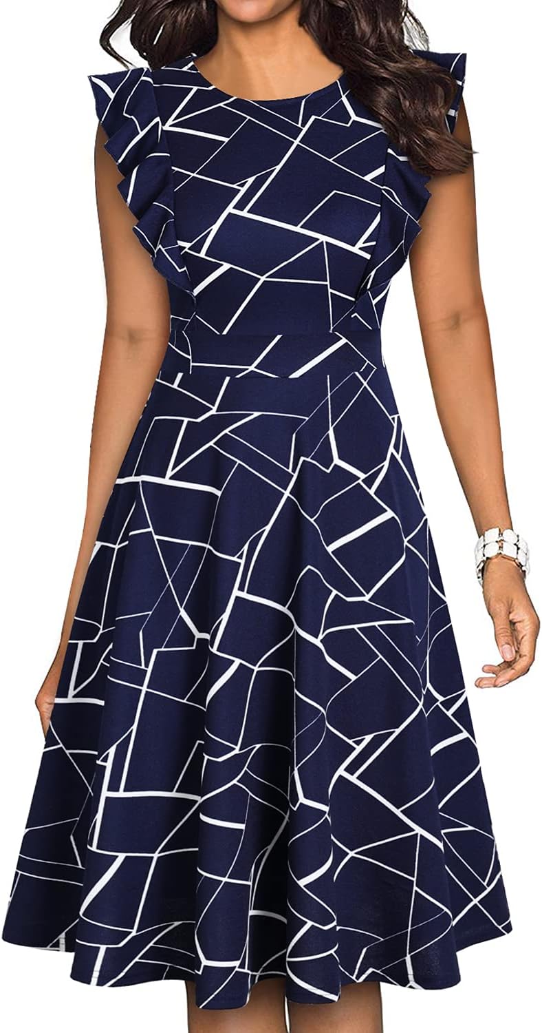 Manufacturer  YATHON Women's Vintage Ruffle Floral Flared A Line Swing Casual Cocktail Party Dresses dresses