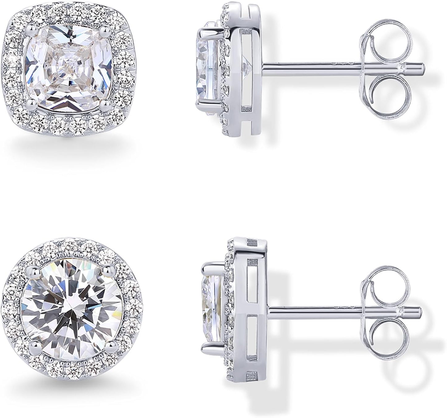 Manufacturer  PAVOI 14K Gold Plated Sterling Silver Post Brilliant Round Faux Diamond Halo Earrings - Premium Cubic Zirconia in Rose, White, and Yellow Gold  earring