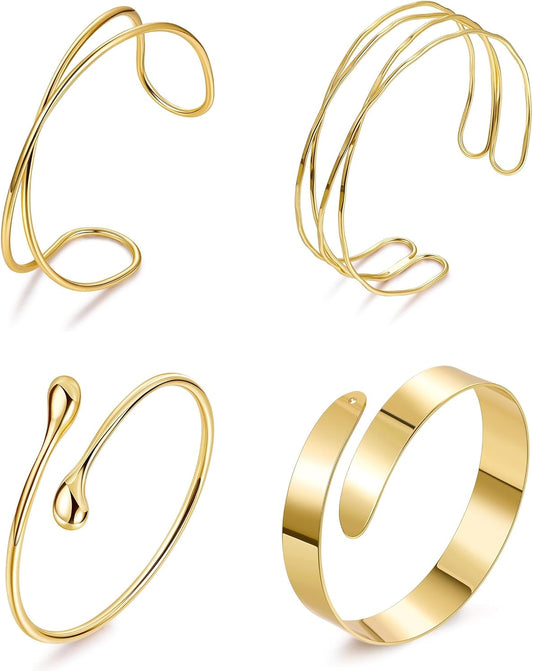 Manufacturer  4Pcs Upper Arm Cuff for Women Open Adjustable Arm Bracelets Minimalist Coil Arm Armband Set  bracelets