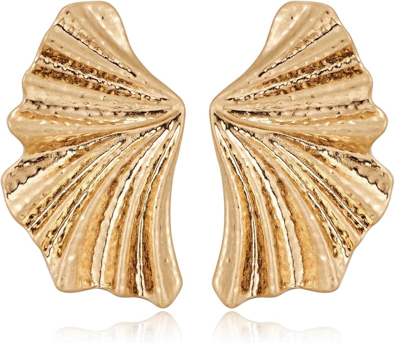 Manufacturer  Chunky Gold Statement Earrings For Women Gold Plated Sectored Flower Leaf Shell Angel Wing Earrings Large Stud Earrings Hypoallergenic Earrings  earring