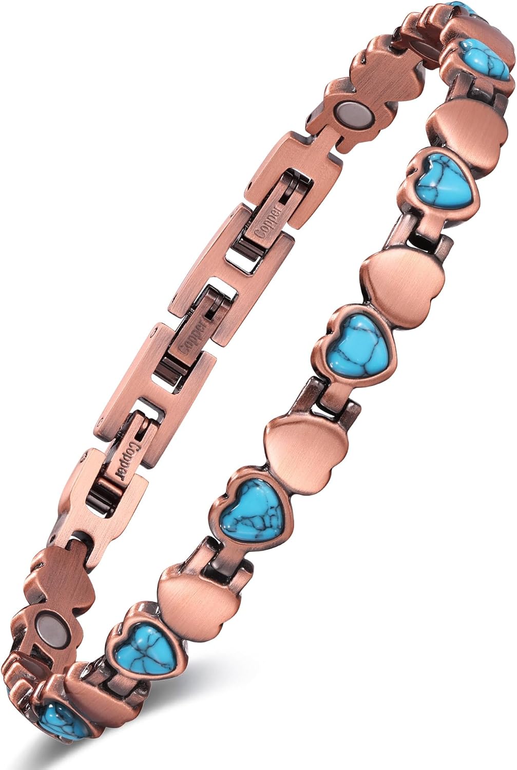 Manufacturer  Feraco Pure Copper Bracelets for Women, Ultra Strength Magnetic Bracelet with 3800 Gauss Magnets & Natural Turquoise & Stones, Adjustable, Jewelry Gift  bracelets
