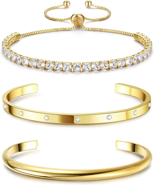 Manufacturer  Fansilver 14K Gold Bracelets for Women Trendy Bangle Cuff Chain Bracelets Set Gold Plated Paperclip Bead Tennis Bracelet Chunky Gold Filled Bracelet Stack 3/4PCS  bracelets