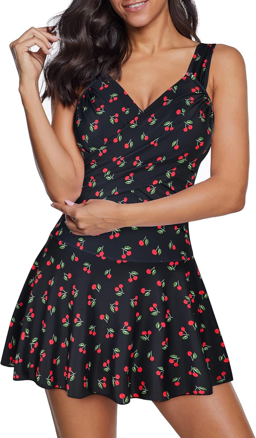 Manufacturer  Zando Women's Tummy Control Swim Dress - Color Block & Mesh One Piece Swimsuit with Skirt for Women Over 50  Swimsuit