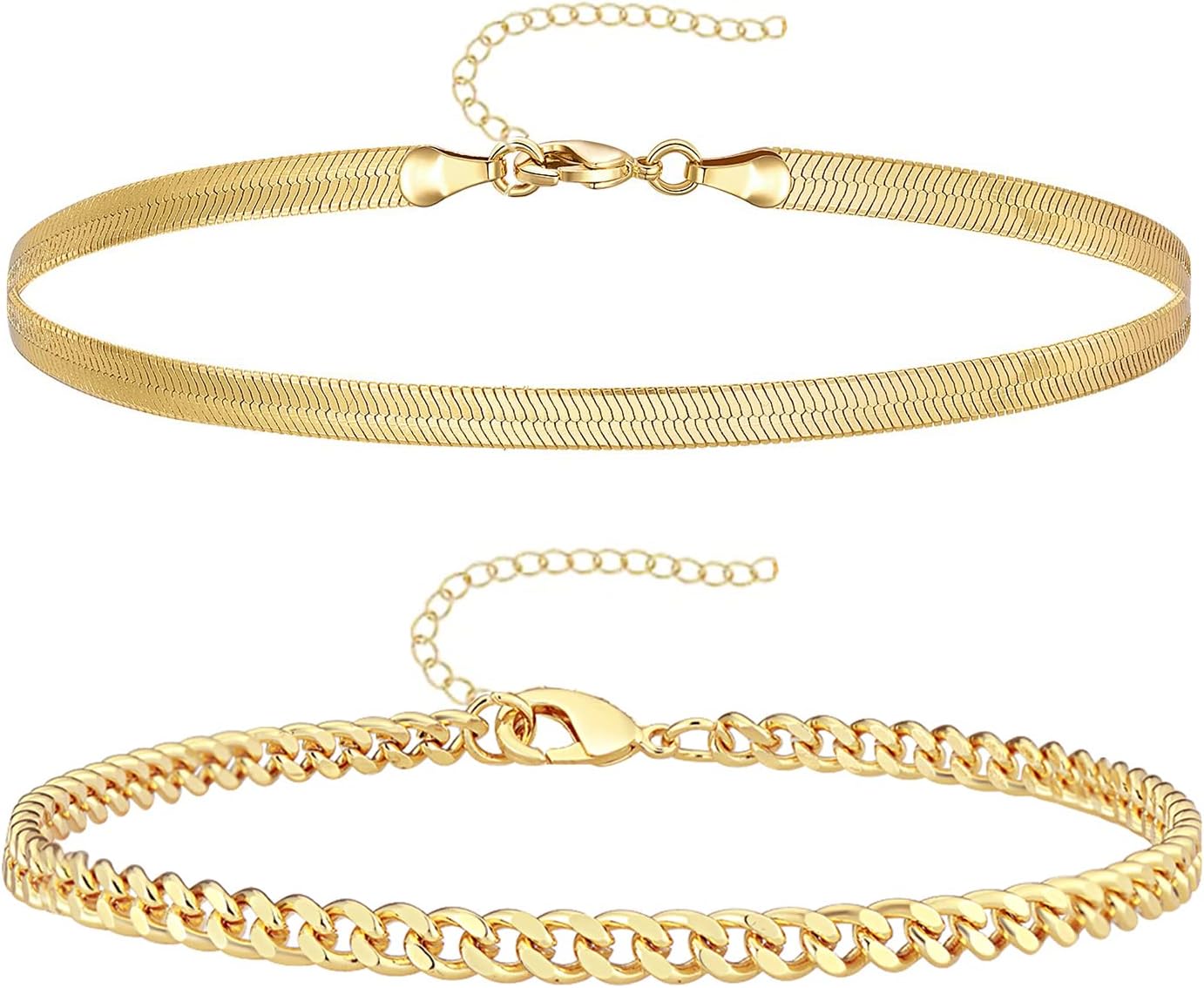 Manufacturer  Gold Bracelets for Women Trendy,14K Real Gold Plated Dainty Stackable Paperclip Cuban Link Chain Bracelets,Cuff Bracelets Jewelry Set Adjustable 7"+2"  bracelets