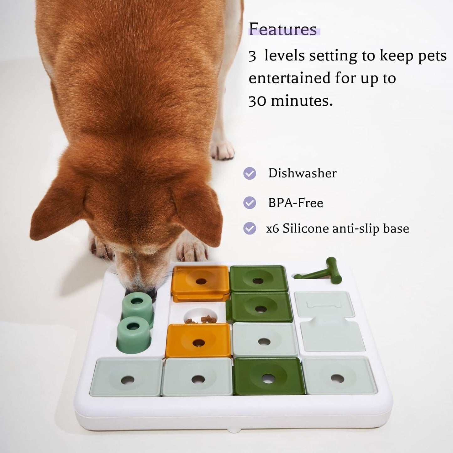 Manufacturer   Dog Puzzle Toy 3 Levels, Mental stimulating for Boredom and Smart Dogs, Treat Puzzle for All Breeds Dog    Dog toy