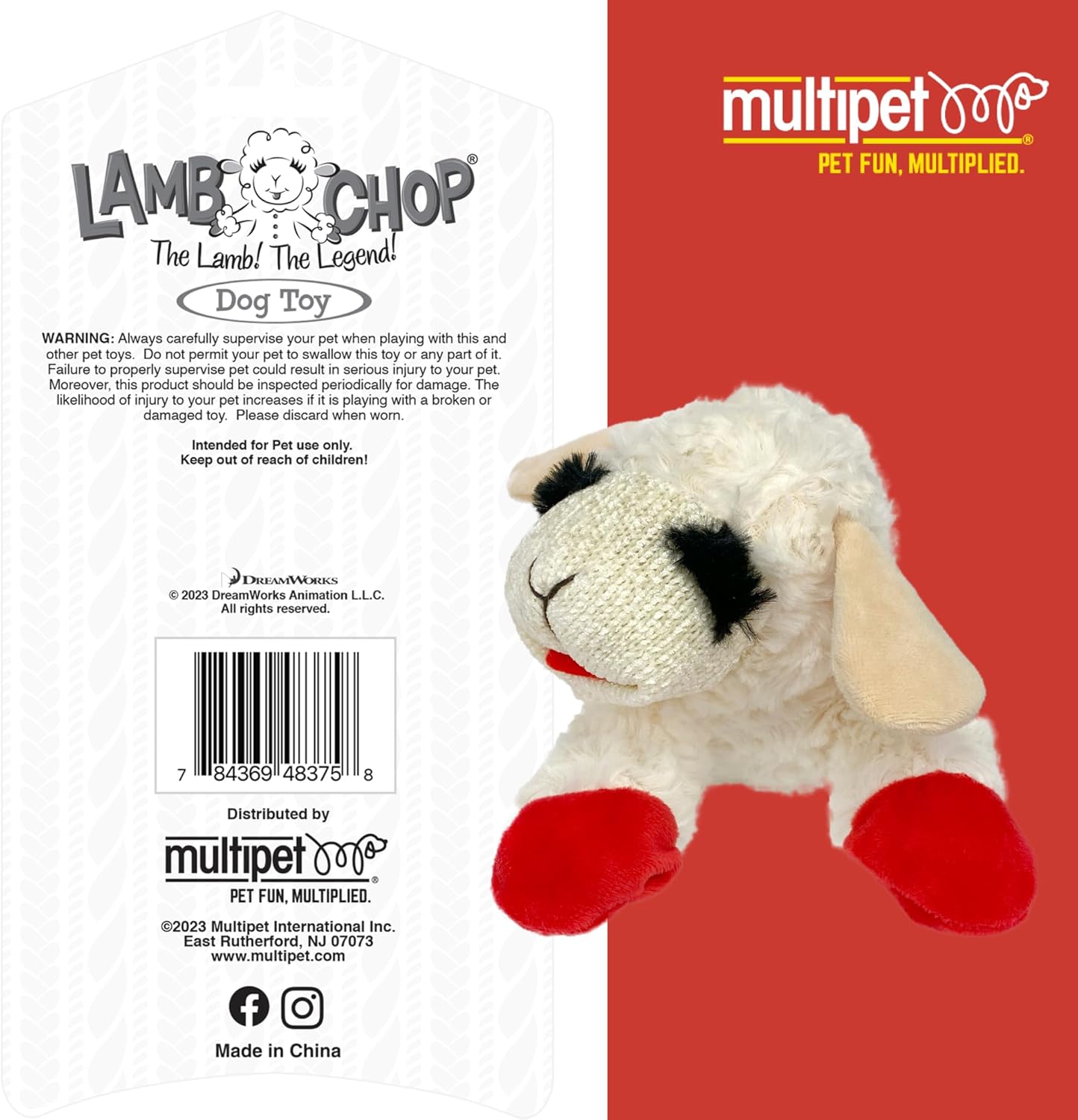 Manufacturer   Multipet Mini Lamb Chop Officially Licensed, Plush, Squeak Pet Toy (White, 10')    Dog toy