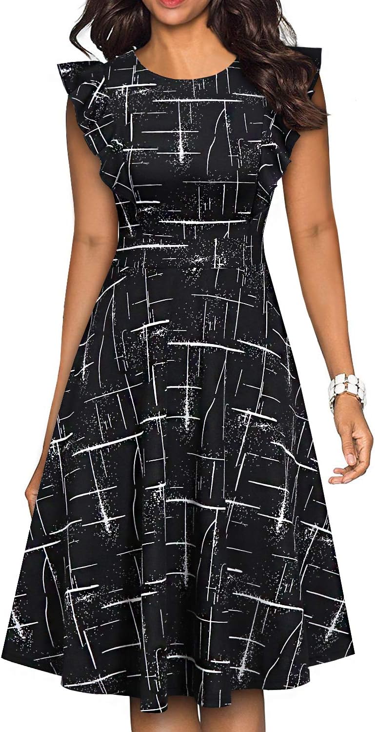 Manufacturer  YATHON Women's Vintage Ruffle Floral Flared A Line Swing Casual Cocktail Party Dresses dresses