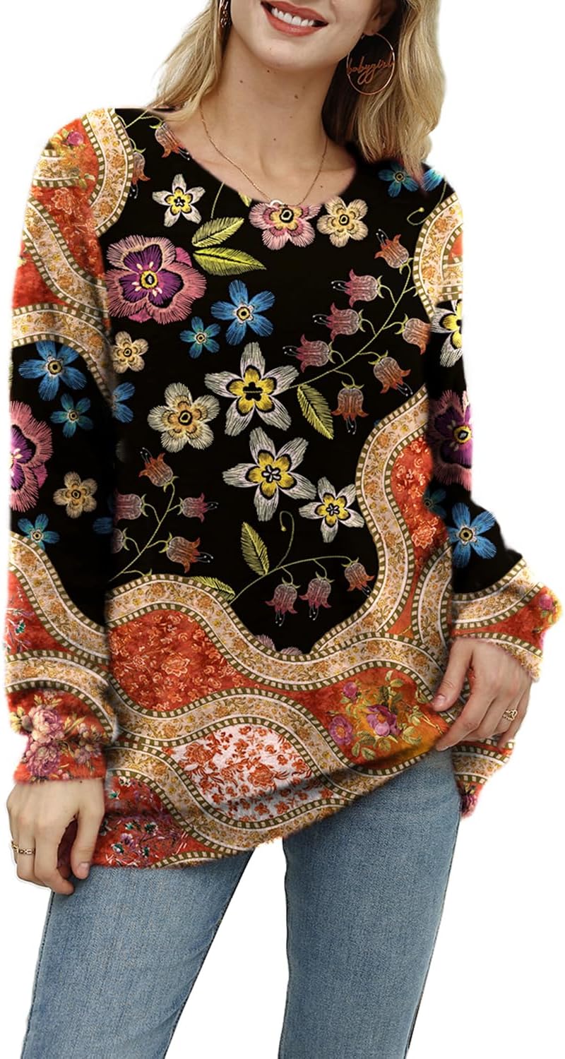 Manufacturer  YESNO Women Christmas Sweater Graphic Printed Oversized Pullover Sweaters Casual Loose Knit Tops S01   sweaters