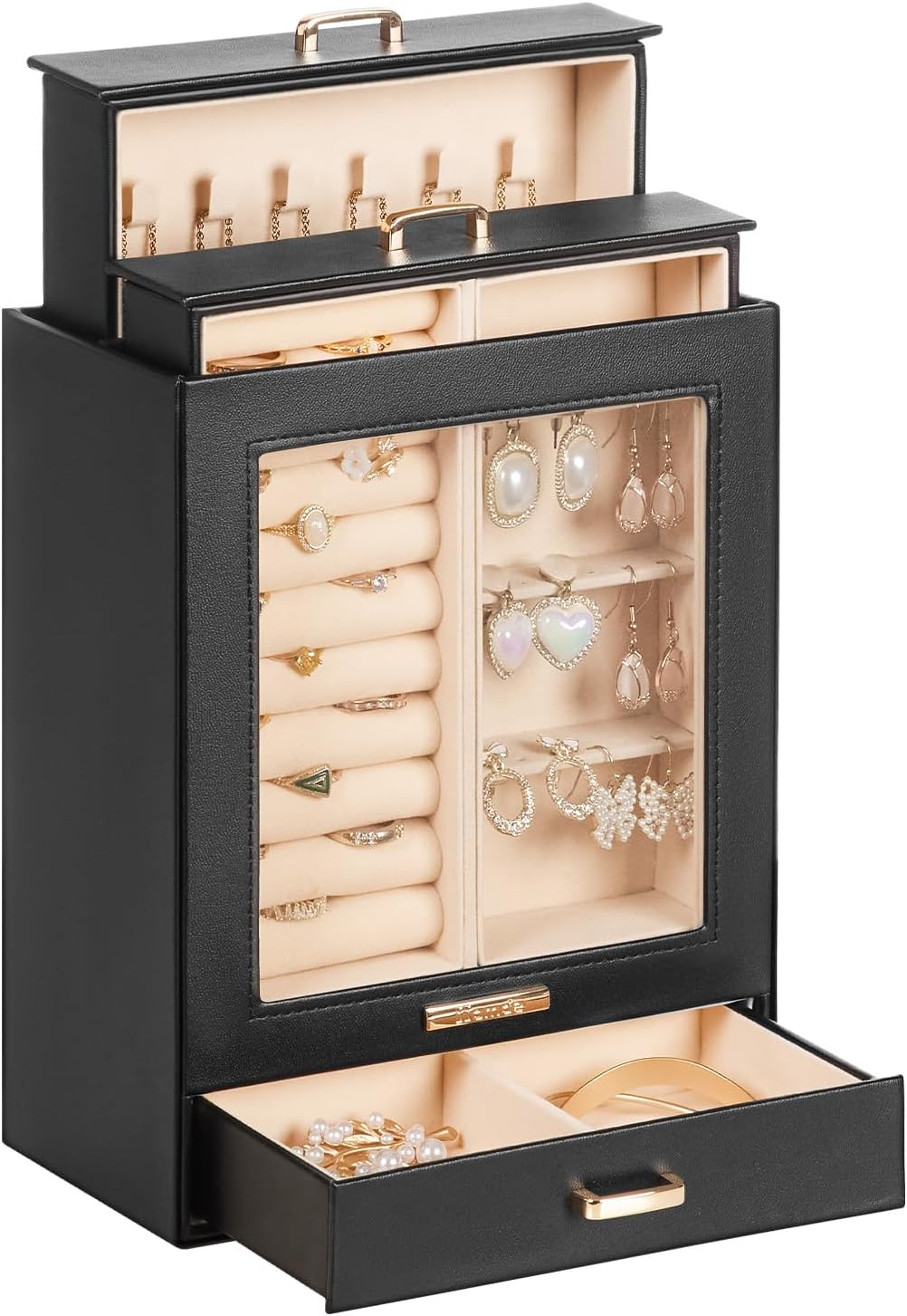 Manufacturer  Homde Jewelry Organizer Girls Women Jewelry Box for Necklaces Rings Earrings Gift Bracelets Storage Case (White + Gold)   rings