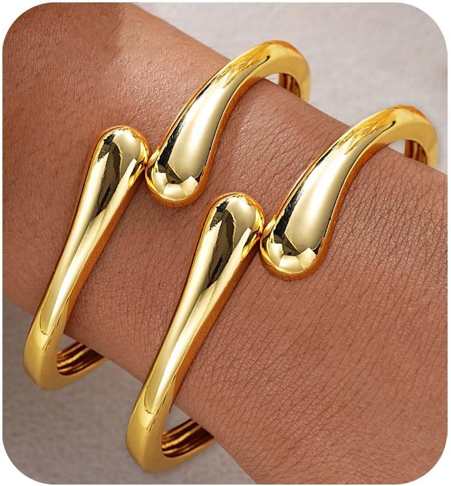 Manufacturer  Gold Bangle Bracelets for Women Teens Trendy Chunky Adjustable Twist Cuff Bracelet Jewelry Gifts  bracelets