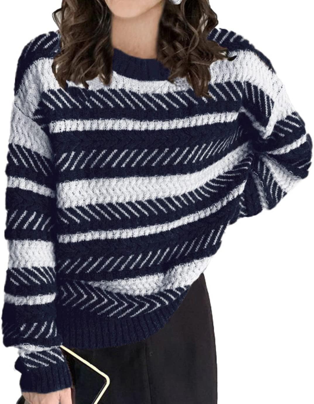 Manufacturer  Necooer Womens Sweater Pullover Casual Long Sleeve Crewneck Color Block Pullover Knit Sweater for Women   sweaters