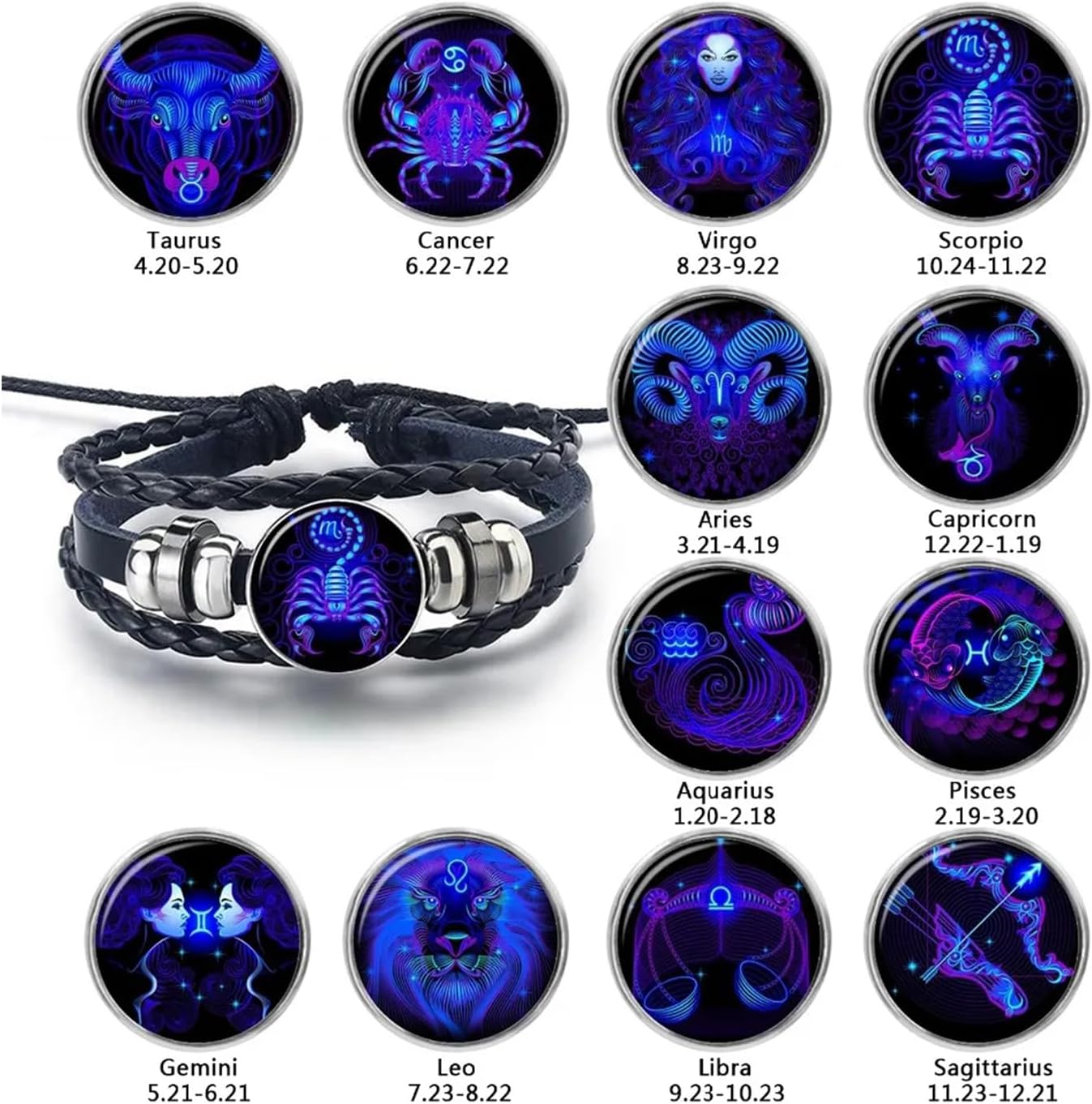 Manufacturer  Zodiac Signs Spirit Bracelet Zodiac Bracelet for Women Men Adjustable 12 Constellation Bracelet Multilayer Zodiac Black Leather Bracelets Zodiac Sign Wrap Bracelet for Women Men Birthday Jewelry  bracelets