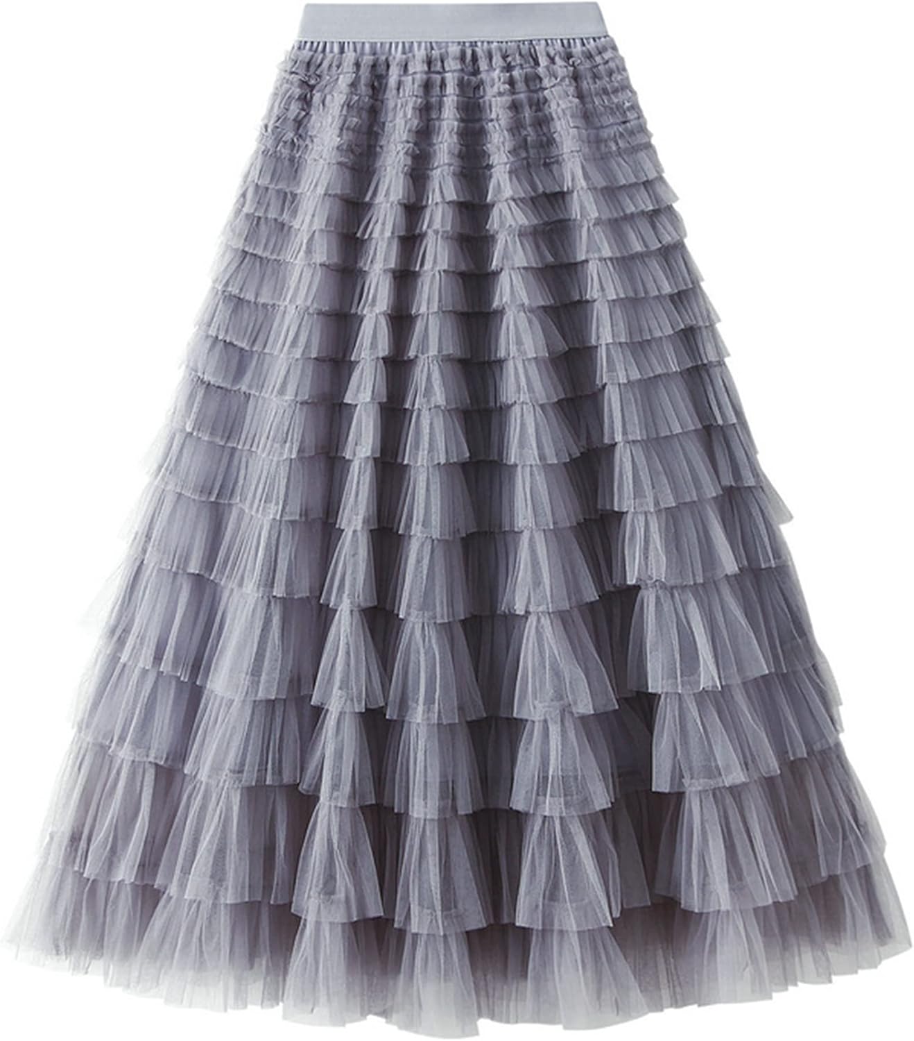Manufacturer  Dirholl Women's A-Line Fairy Patterned Elastic Waist Ruffle Tulle Layered Midi Skirts