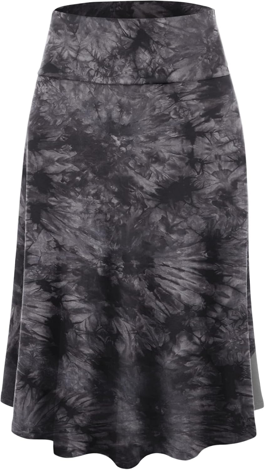 Manufacturer  Lock and Love Women's Solid Ombre Lightweight Flare Midi Pull On Closure Skirts S-XXXL Plus Size