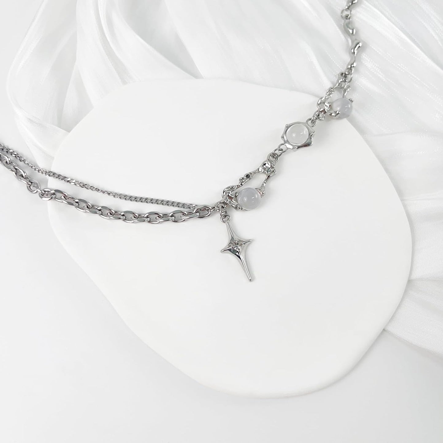 Manufacturer  Y2k Irregular Necklace Star Pendant Moonlight Stone Fashion Collar Chain Design Spicy Silver Jewelry for Women  Necklace
